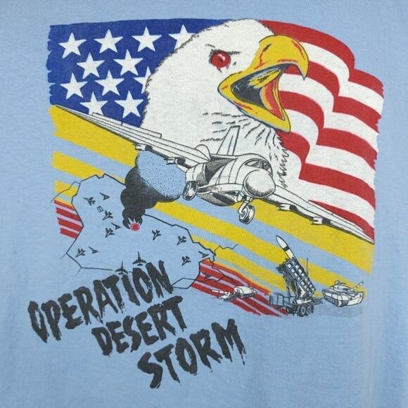 Operation Desert Storm T Shirt Vintage 90s Fighter Jet Bald Eagle Made In USA XL - Picture 2 of 6